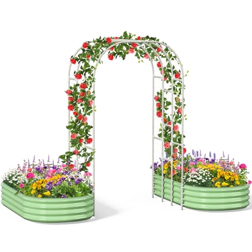 Galvanized Metal Raised Garden Bed with 85" H Arch Trellis P33130
