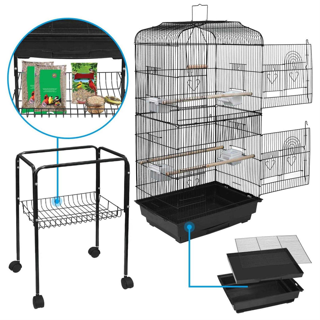 59'' Wrought Iron Bird Cage with Rolling Stand U7200
