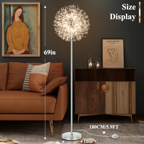 69'' Crystal Floor Lamp with K9 Crystals, Silver Chrome K61293