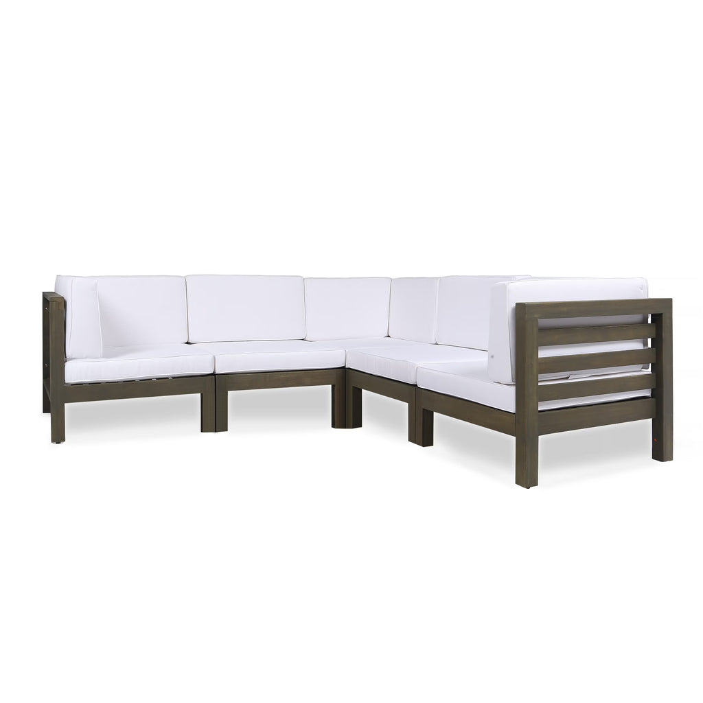 Gray Acacia Wood Sectional Sofa Set with Cushions Q1562