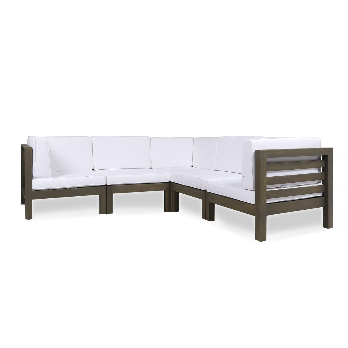 Gray Acacia Wood Sectional Sofa Set with Cushions Q1562
