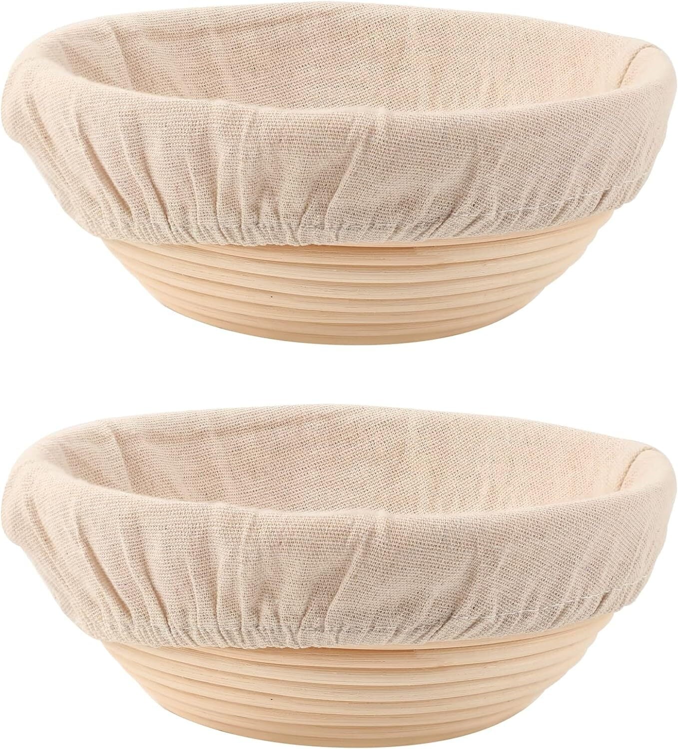 Round Bread Dough Proofing Rattan Baskets (Set of 2, 9 inch) with Liners K67266