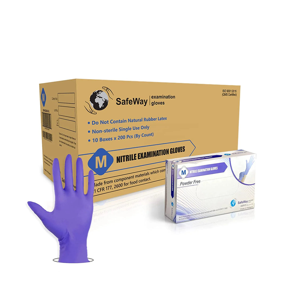 Nitrile Disposable Exam Gloves, Large, 2000/Box, Textured Fingertips Q192575