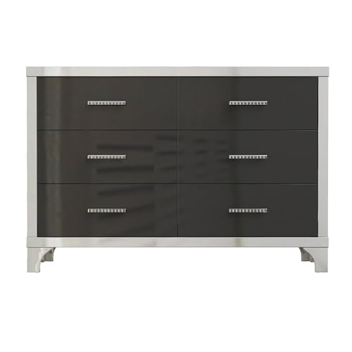 6-Drawer High Gloss Black Dresser B606