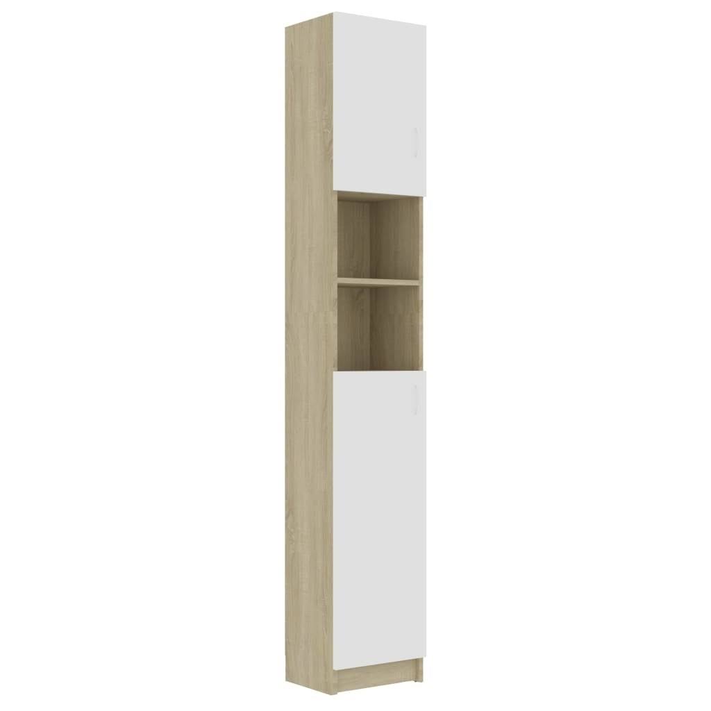 White and Sonoma Oak Bathroom Cabinet Chipboard S171