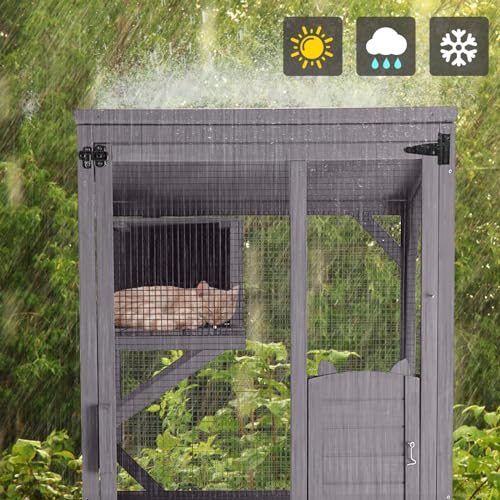 Large Wooden Cat Enclosure on Wheels with Resting Box S178071