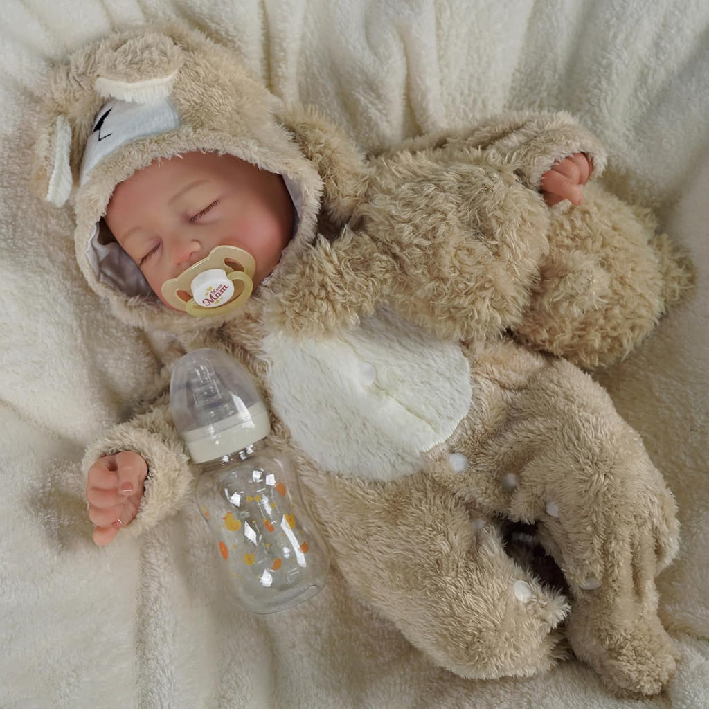 20 inch Soft Body Realistic Newborn Baby Dolls with Feeding Kit & Clothes Accessories I890547