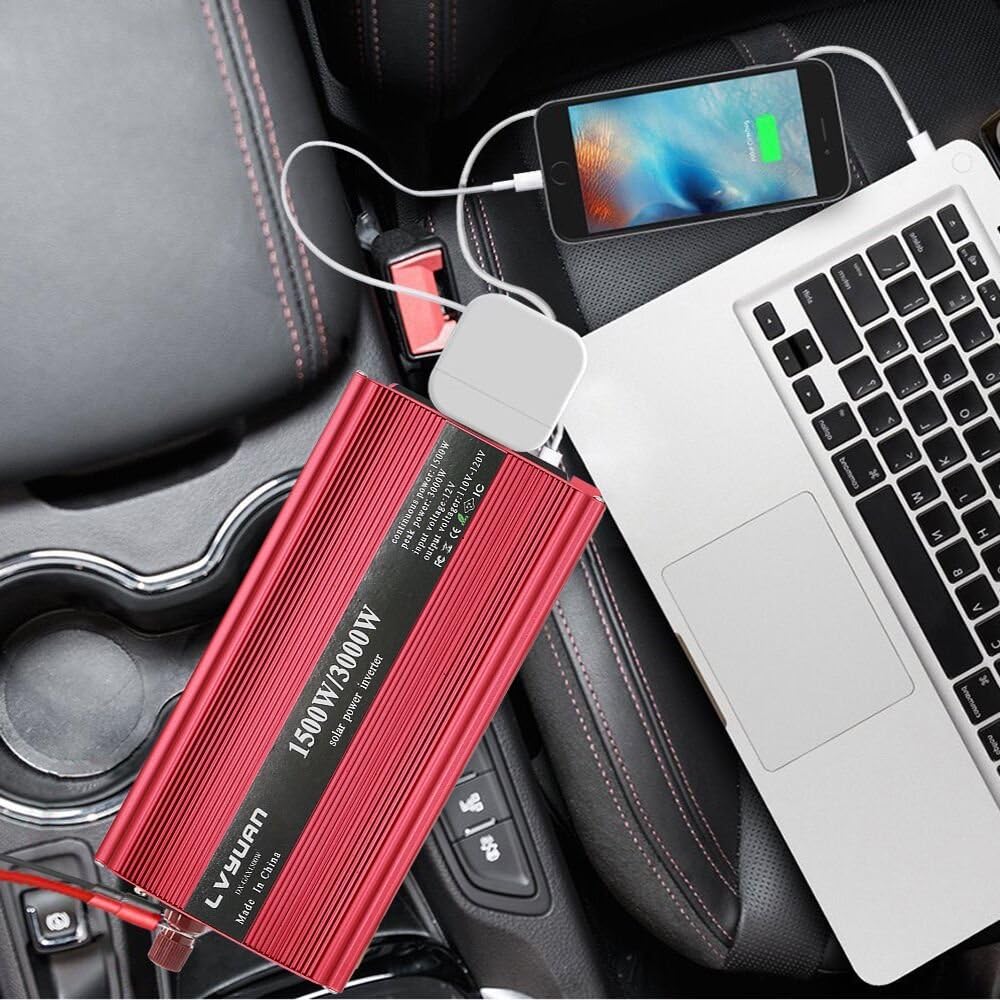 1500W Power Inverter Dual AC Outlets Dual USB DC 24V to 110V AC Car Inverter with Digital Display G22120