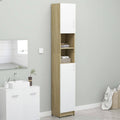 White and Sonoma Oak Bathroom Cabinet Chipboard S171