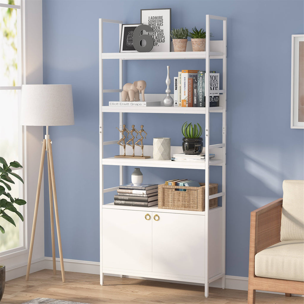 White Bookcase with Storage Cabinet O428945