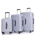 3 Piece PC+ABS Lightweight Luggage Set with TSA Lock (Dark Purple) D956
