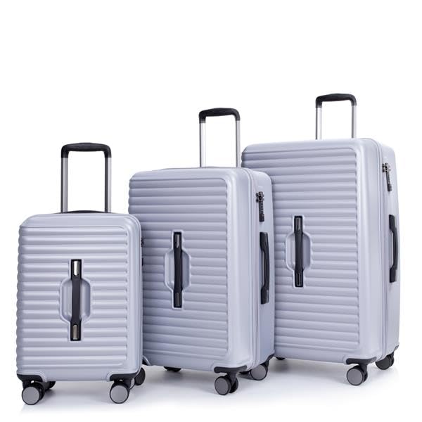 3 Piece PC+ABS Lightweight Luggage Set with TSA Lock (Dark Purple) D956