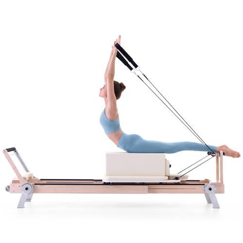 Adjustable Maple Wooden Pilates Reformer Machine with Reformer Box & Padded Jump Board R5453