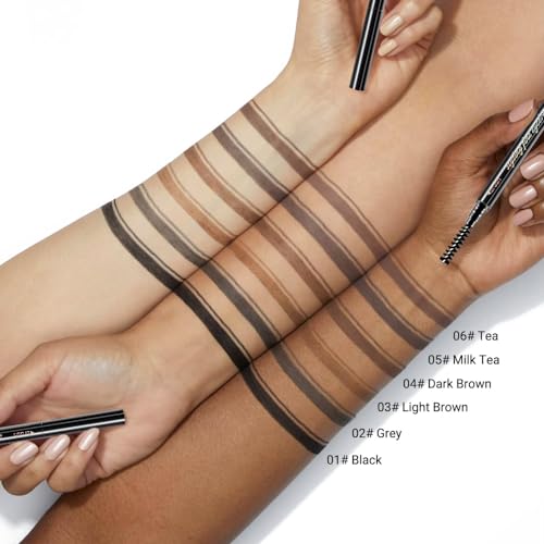4 Fork Tip Eyebrow Pen with Dual-ended Eyebrow Brush, Waterproof, Gray Brown Y637
