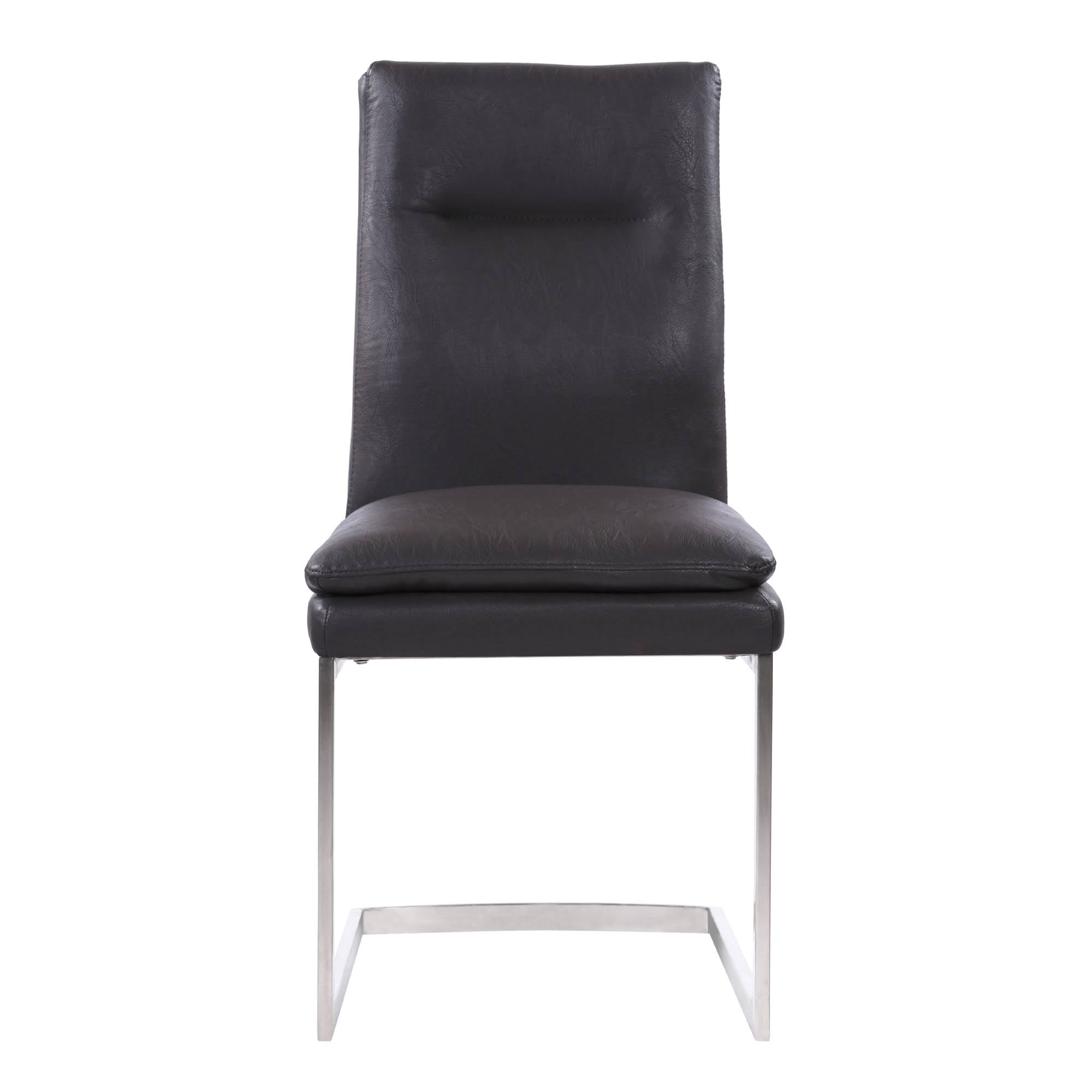 Grey Faux Leather Dining Chair with Brushed Stainless Steel Finish - Set of 2 F698