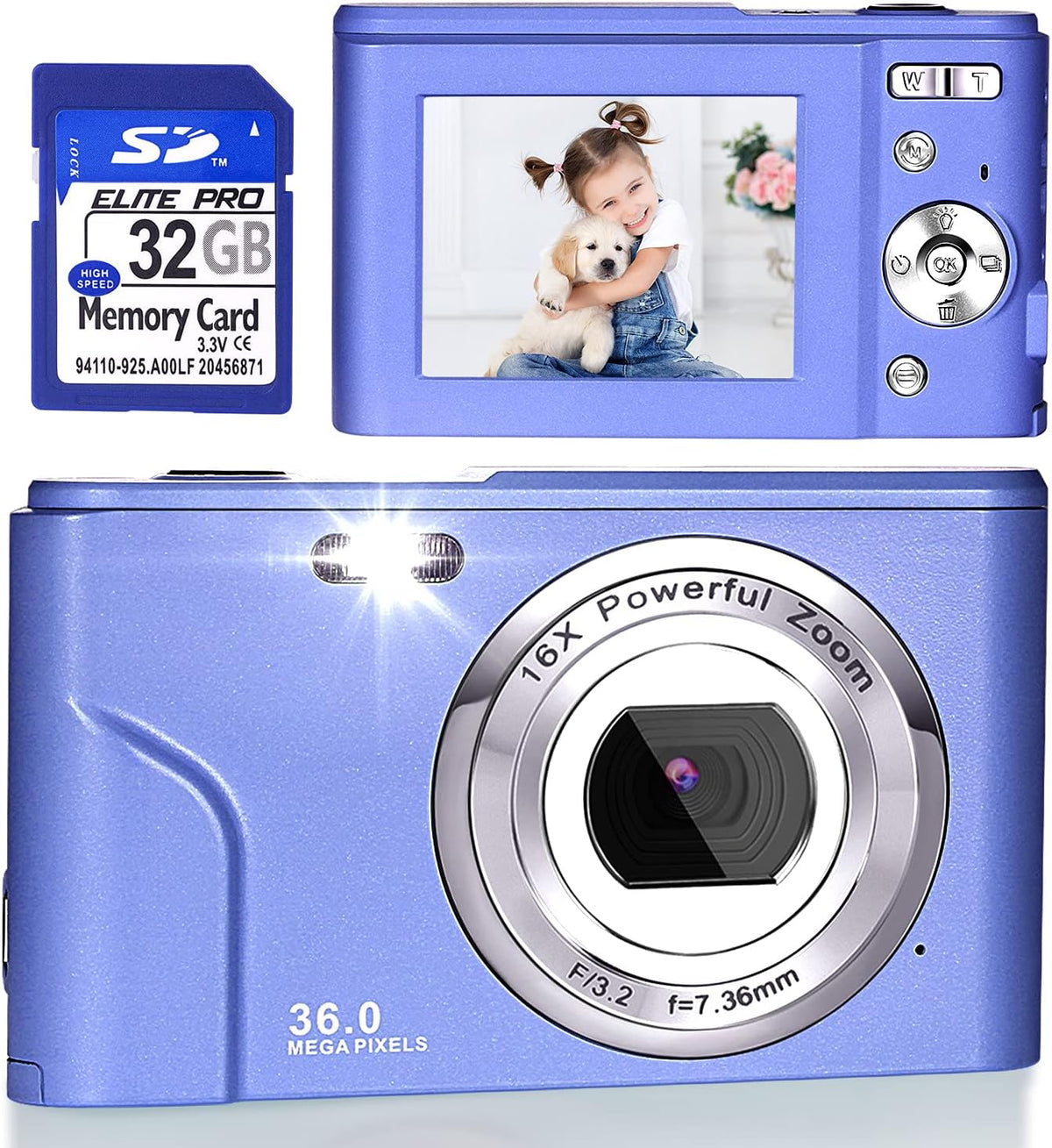 Pink FHD 1080P 36.0 MP Digital Camera with 32GB SD Card, Pack of 2 H689546