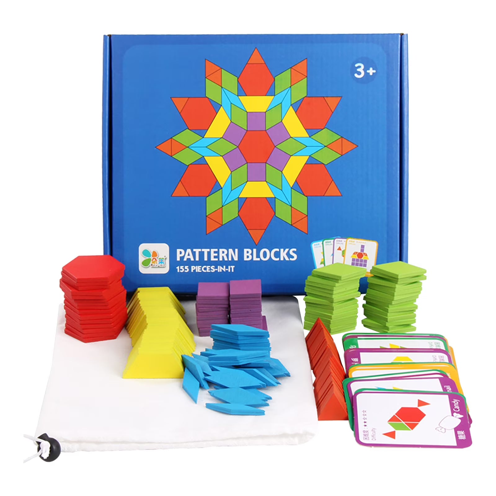 155 Pcs Wooden Pattern Blocks Set U4253