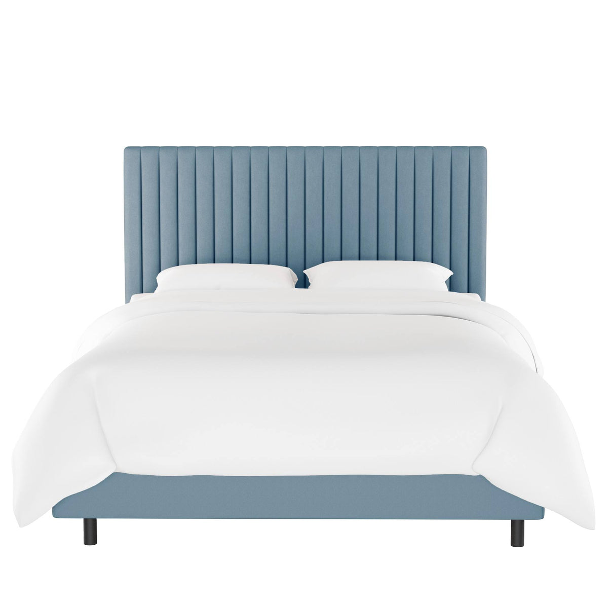 Queen Channel Bed Light Blue Velvet C881