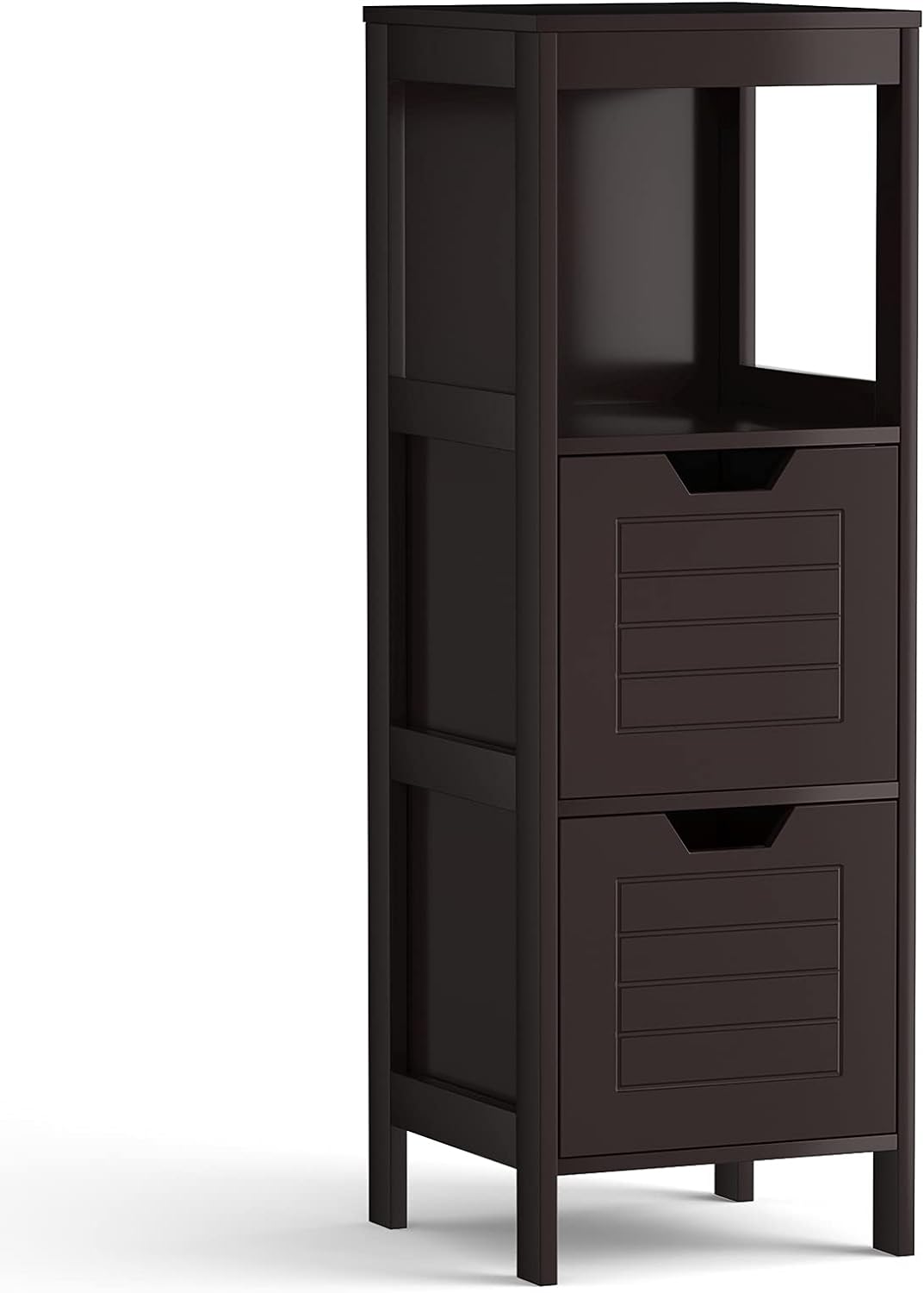 White Wooden Bathroom Floor Cabinet with 2 Adjustable Drawers L664