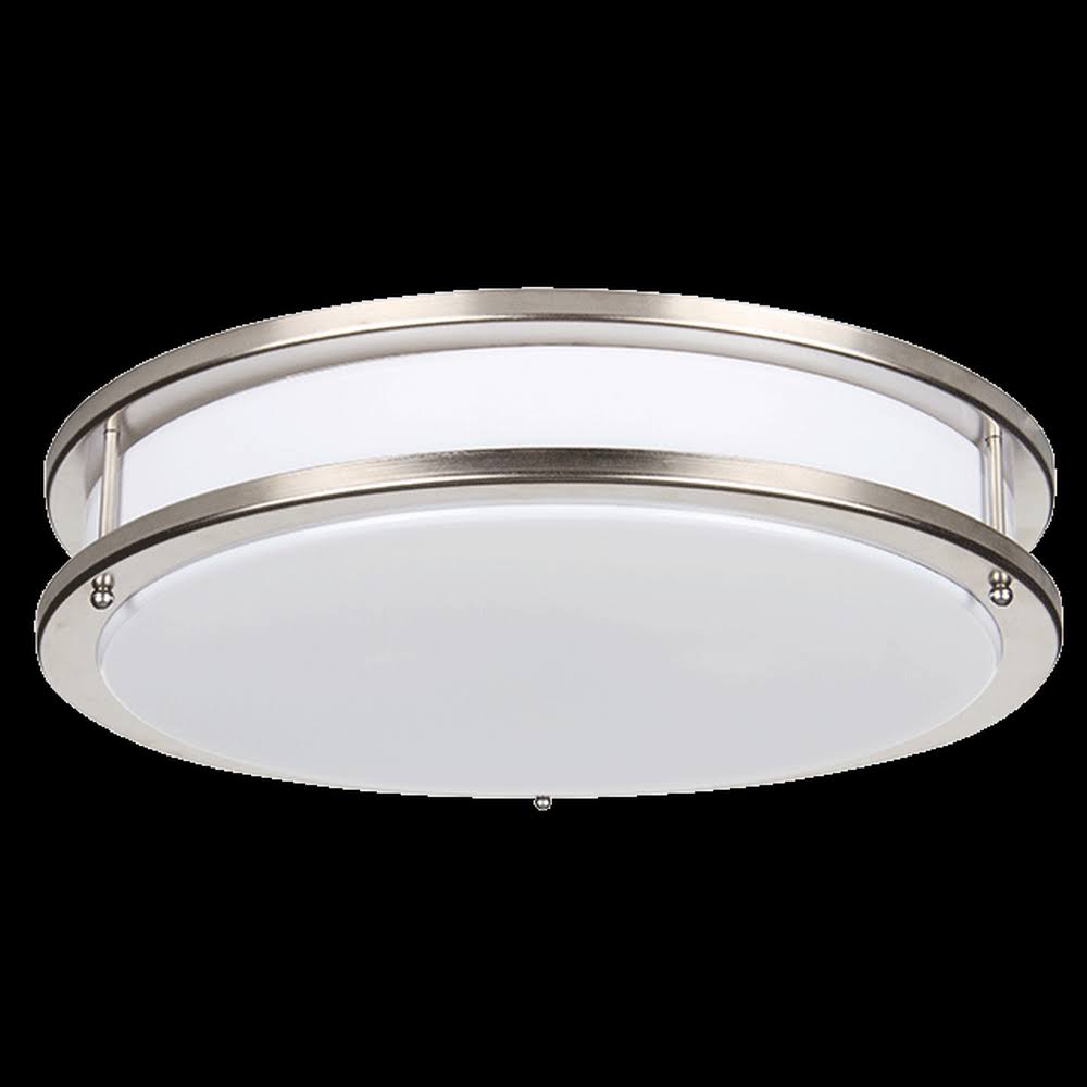 Two Light Round Flush Mount Satin Nickel Finish F8216
