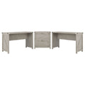 2 Person Farmhouse Desk Set with Lateral File Cabinet in Cottage White D81406