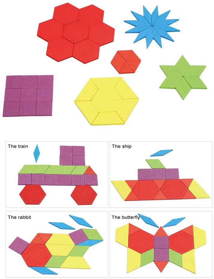 155 Pcs Wooden Geometric Shape Puzzle X27114
