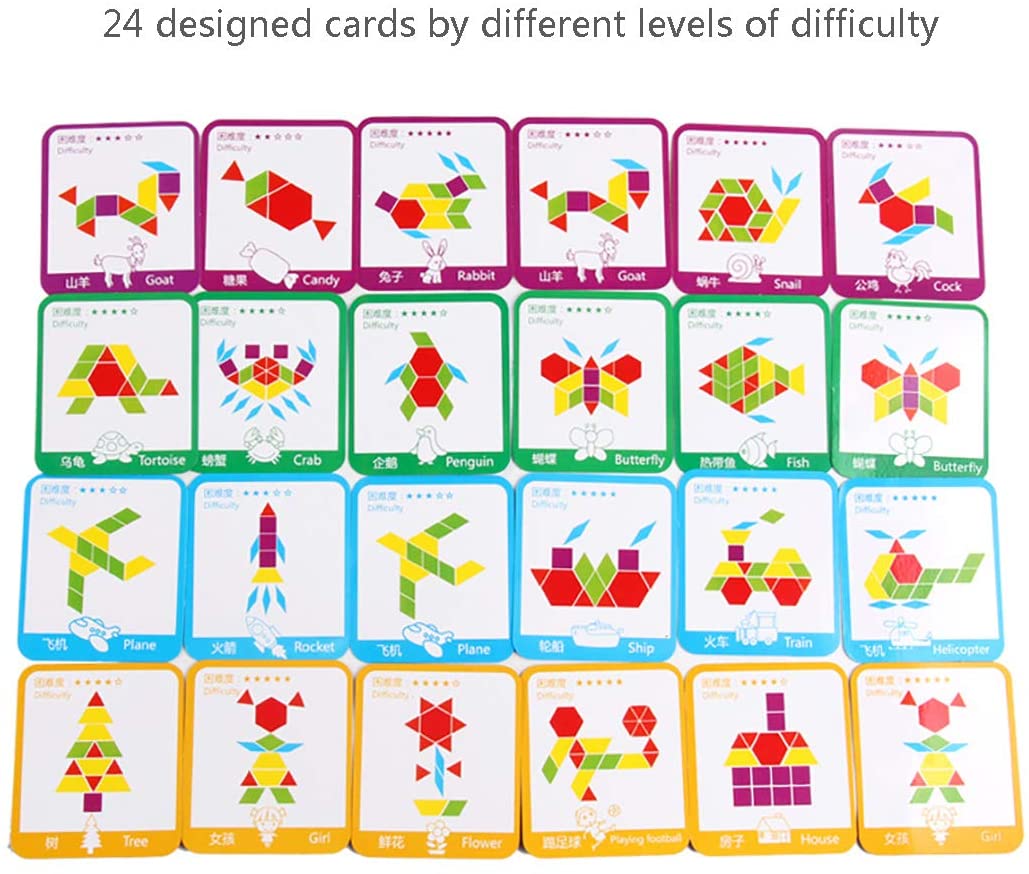 155 Pcs Wooden Geometric Shape Puzzle X27114
