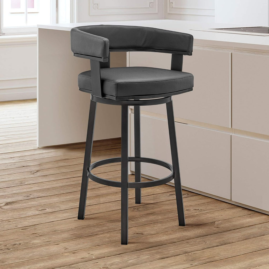 Black Faux Leather Bar Height Swivel Bar Stool C7793