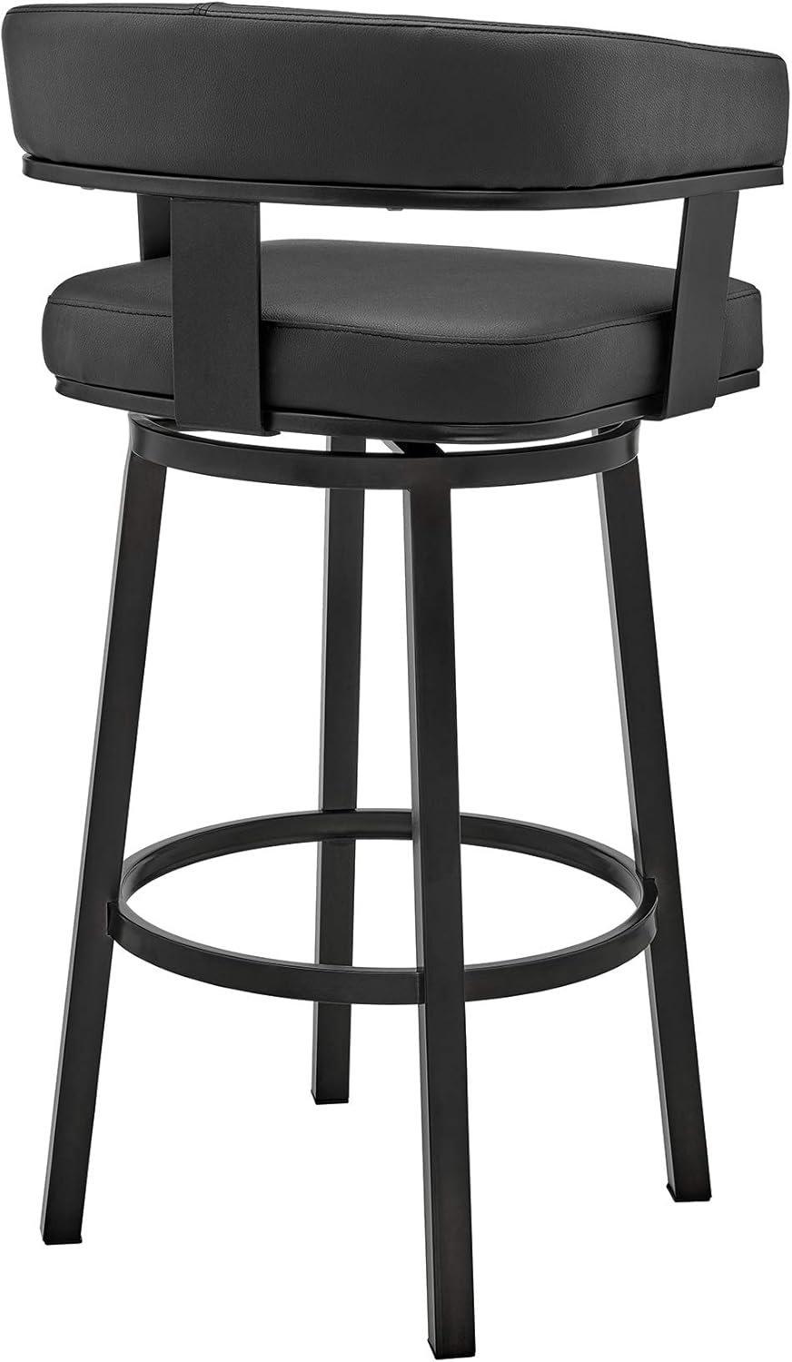 Black Faux Leather Bar Height Swivel Bar Stool C7793