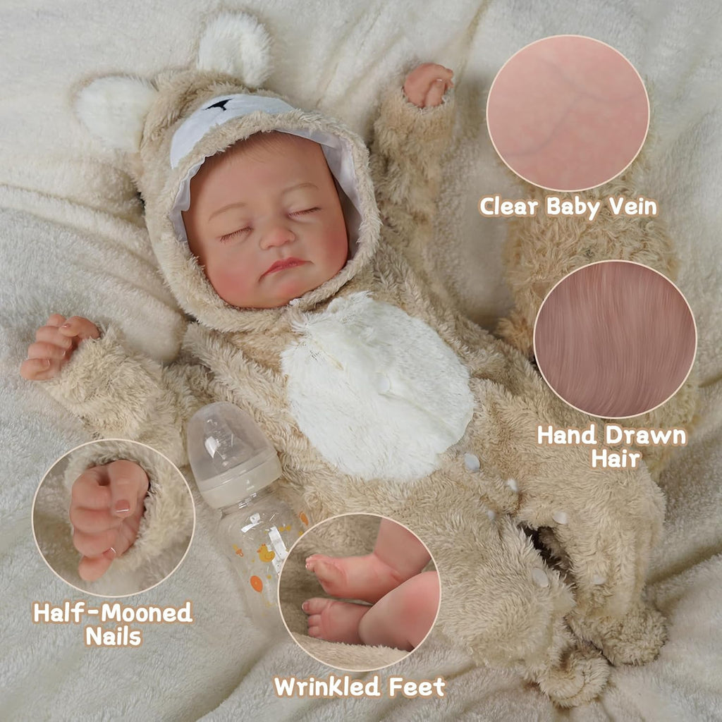 20 inch Soft Body Realistic Newborn Baby Dolls with Feeding Kit & Clothes Accessories I890547