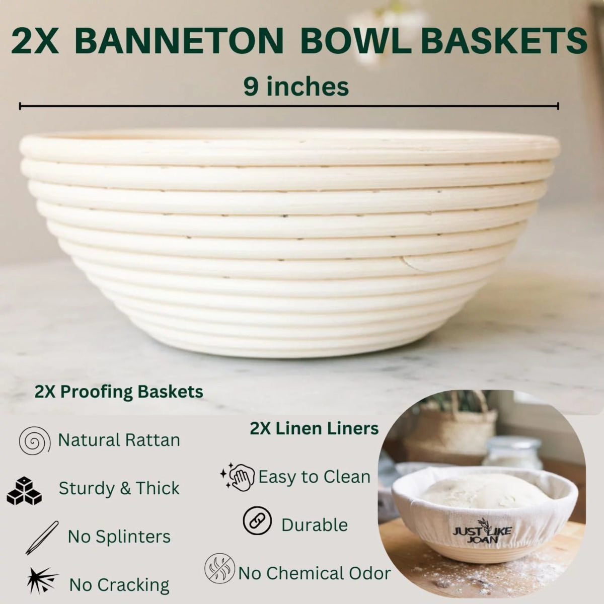 Sourdough Bread Baking Kit with Starter Jar and Banneton Bowl Basket B70223