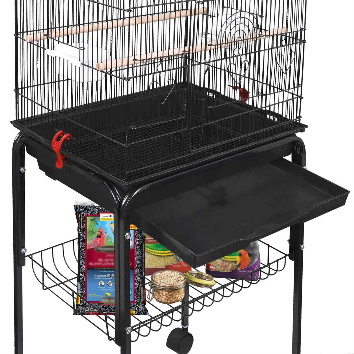 59'' Wrought Iron Bird Cage with Rolling Stand U7200