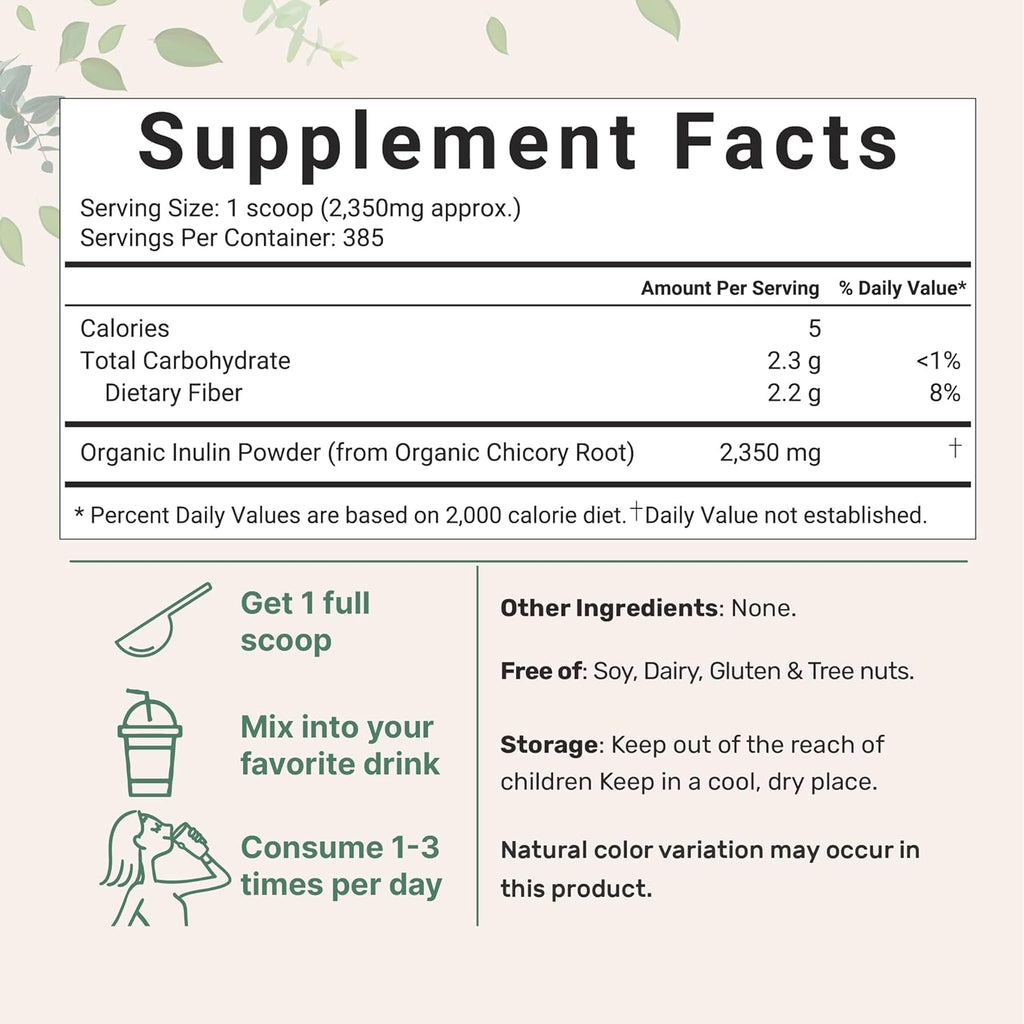 Organic Chicory Root Inulin Powder, 2 Pounds H815104