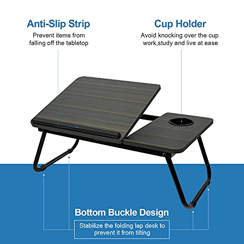 Black Angle Adjustable Laptop Desk with Cup Holder B2523
