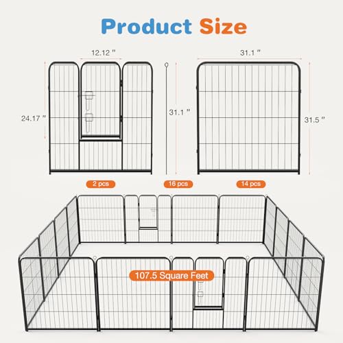 8 Panel 24" Height Metal Dog Playpen with Doors K63763