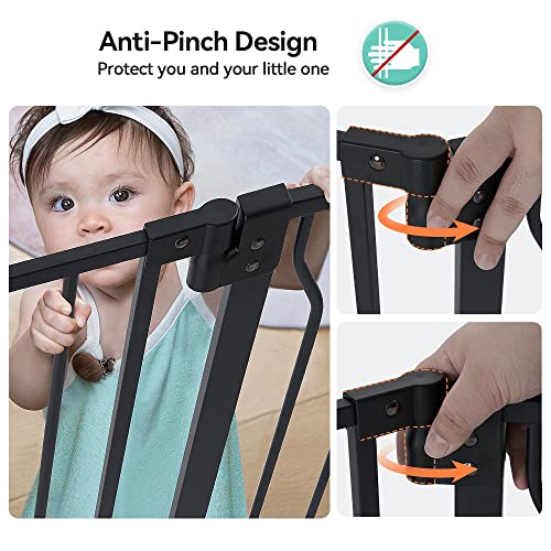 30" Tall Black Metal Baby Gate with Pet Door A3395