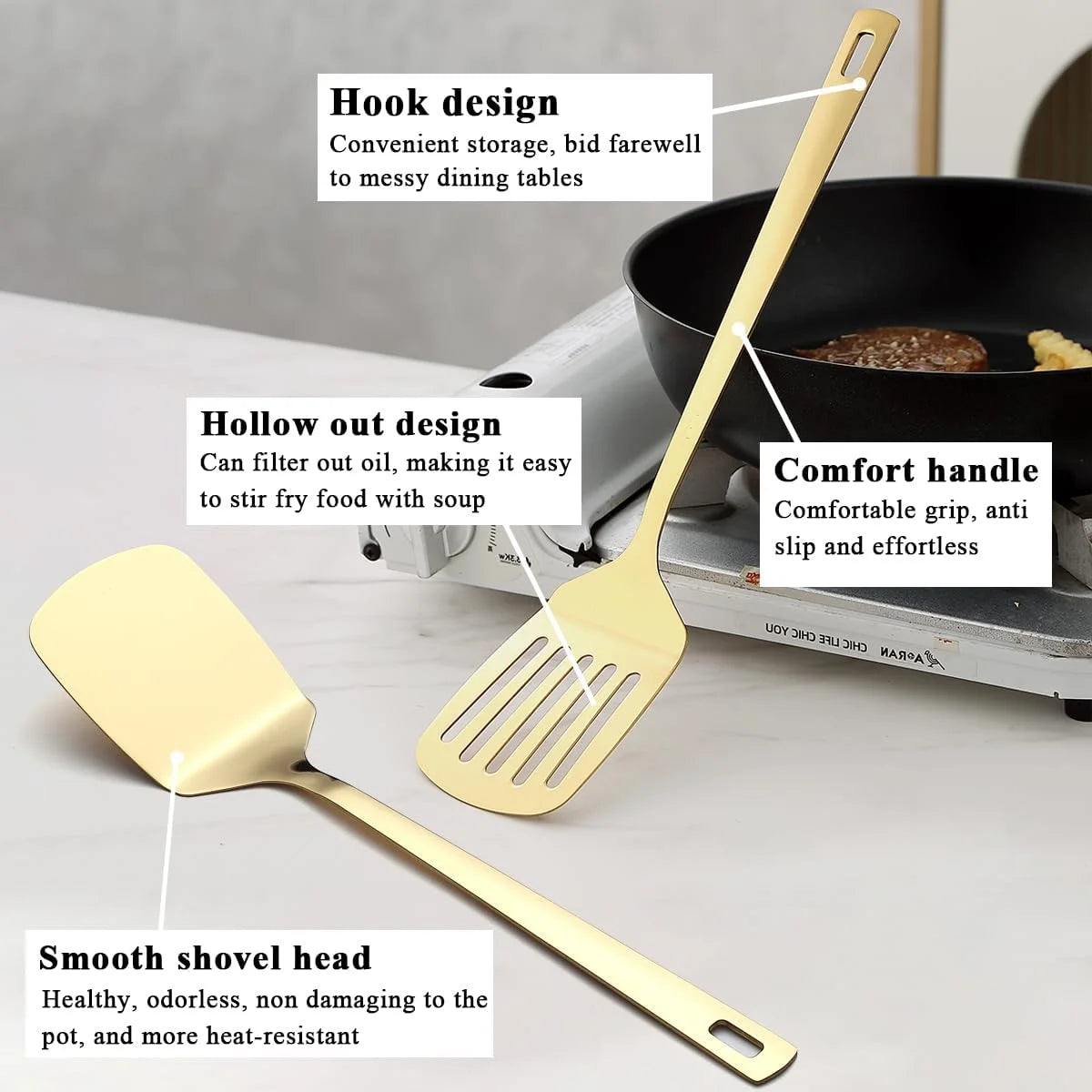 6pcs Titanium Plating Stainless Steel Kitchen Utensils Set B18277