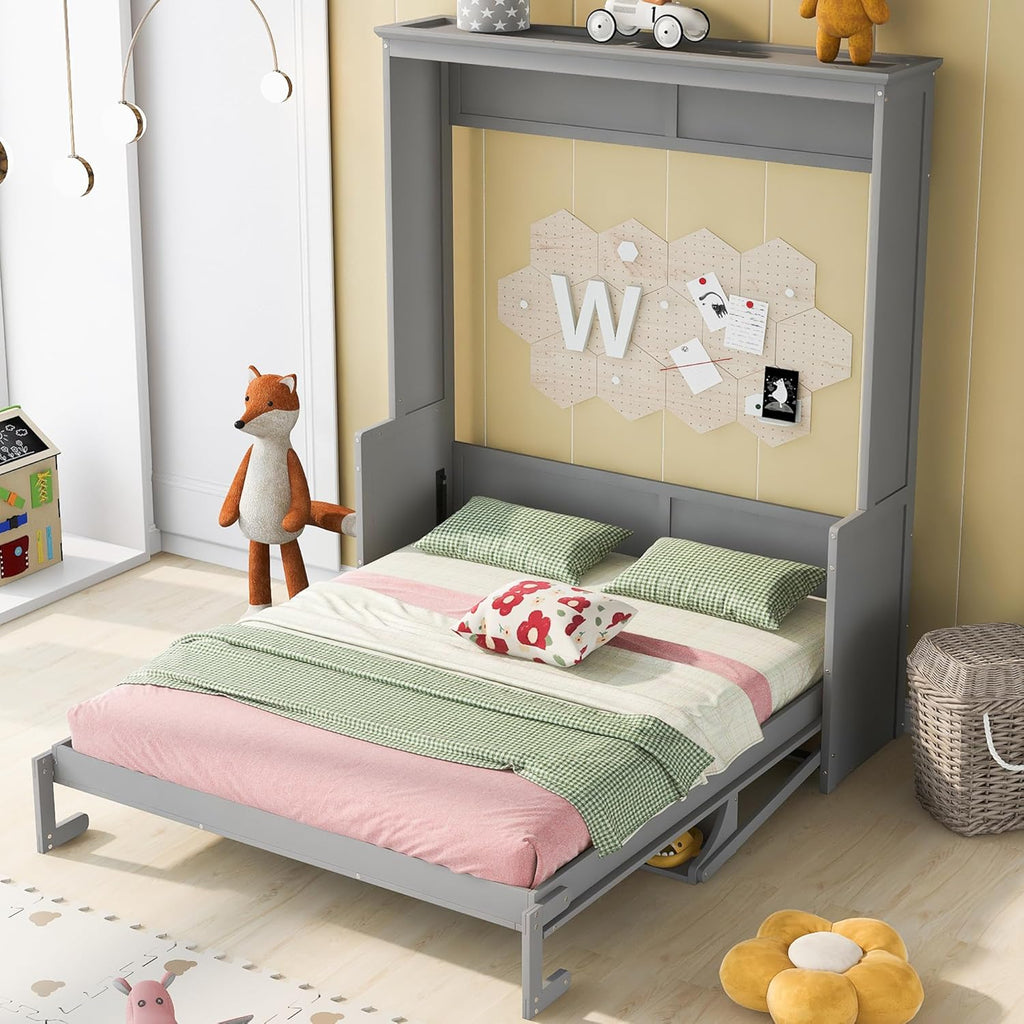 Gray Wood Queen Wall Bed I7805