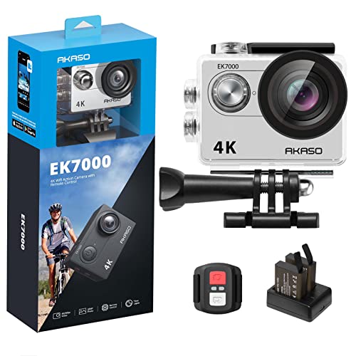 4K30FPS 20MP WiFi Action Camera with EIS Ultra HD Underwater Camera 131FT Waterproof Camera Remote Control 4X Zoom Support External Microphone Silver M42853