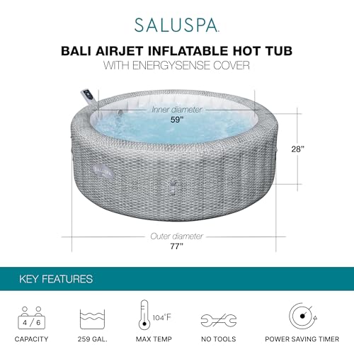 Large Round 7 Person Inflatable Hot Tub with Cover Q3972