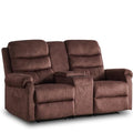 Grey Linen Manual Loveseat Recliner with Storage Console V422363