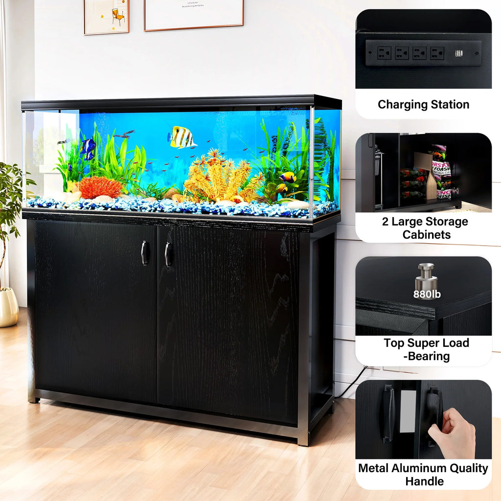 Black Aquarium Stand with Cabinet B592297