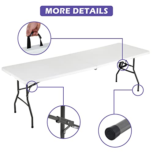 White 4 Ft Heavy Duty Plastic Folding Table M8199