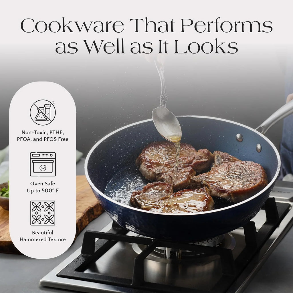 10 Piece Non-Stick Ceramic Cookware Set with Glass Lids A145