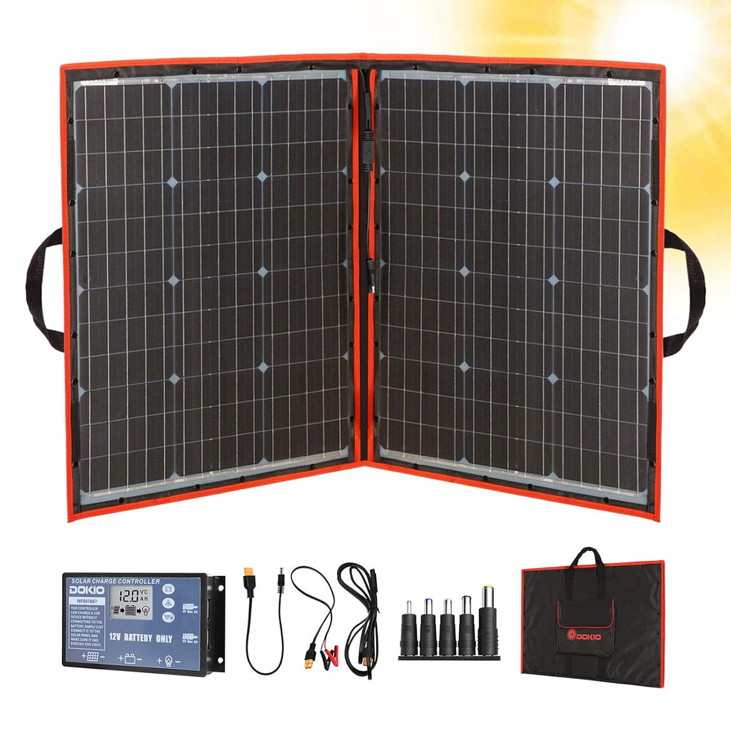 110w 18v Portable Foldable Solar Panel Kit with Controller 2 Usb Output T144378
