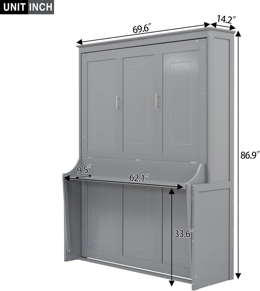 Gray Wood Queen Wall Bed I7805