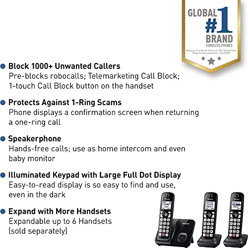 Cordless Phone with 3 Handsets (Black) K716620