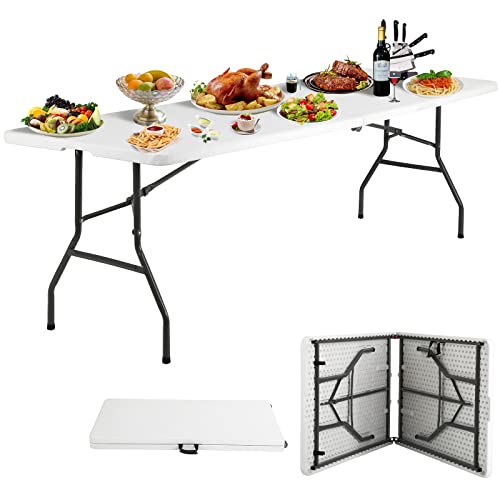 White 4 Ft Heavy Duty Plastic Folding Table M8199