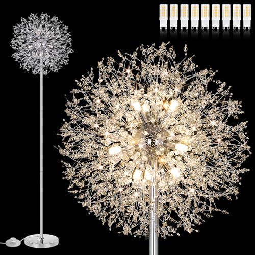 69'' Crystal Floor Lamp with K9 Crystals, Silver Chrome K61293