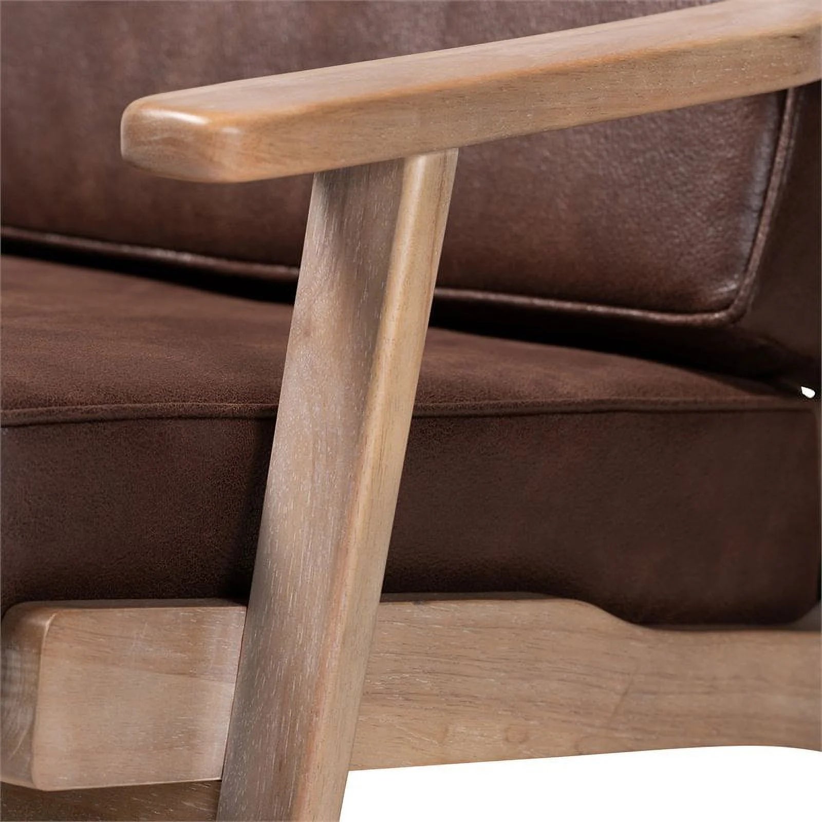 Dark Brown Faux Leather Armchair and Ottoman Set Q468